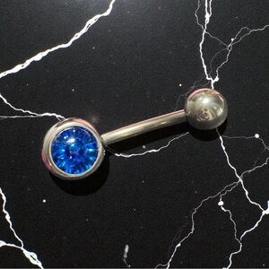 Silver and Blue Belly Button Ring